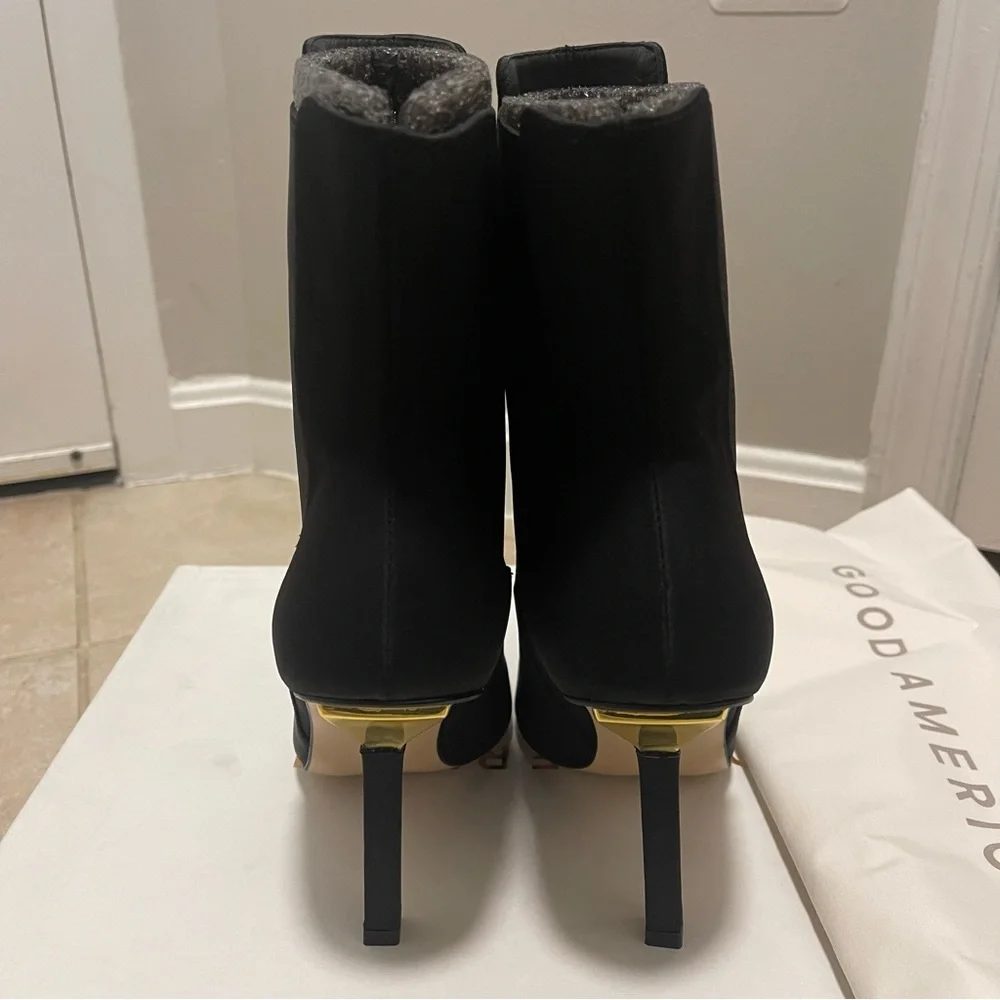 Good American High Kickstand Ankle Booties in Black Neoprene